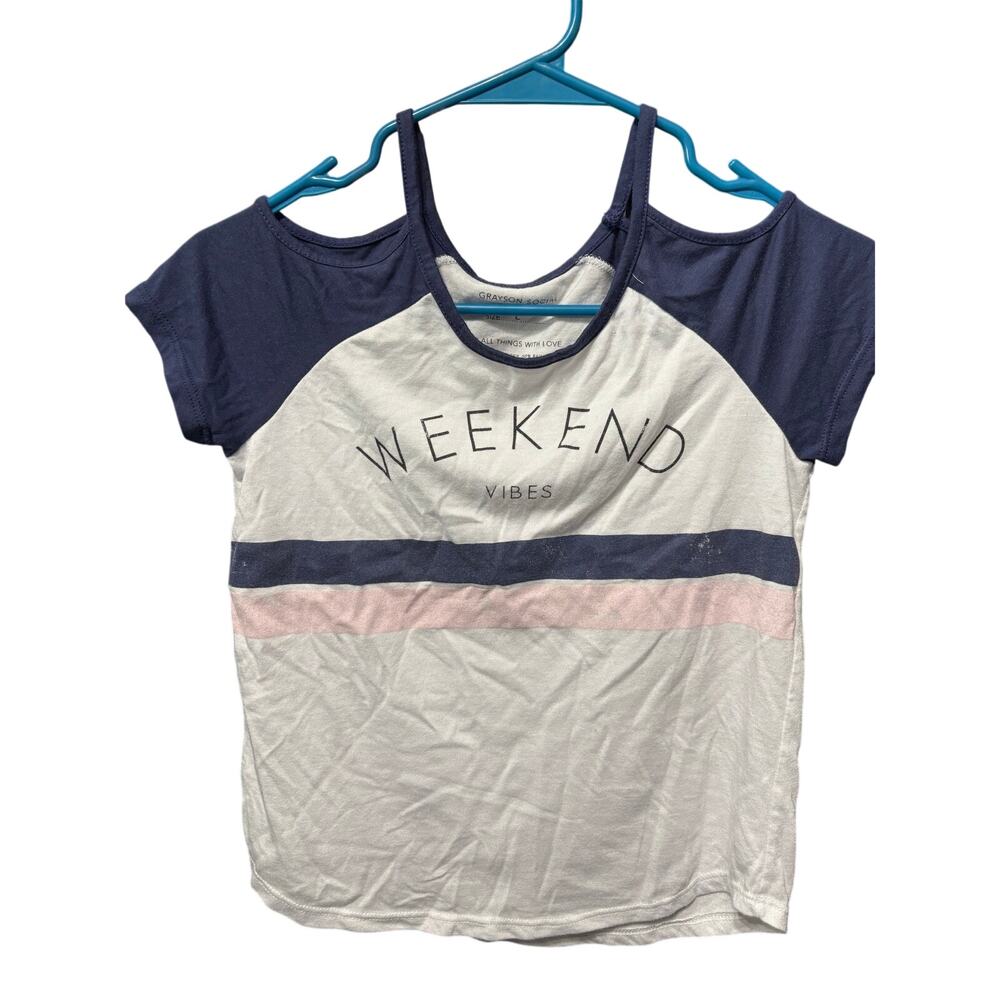 $5/15“Weekend Vibes” Cold Shoulder SS - L